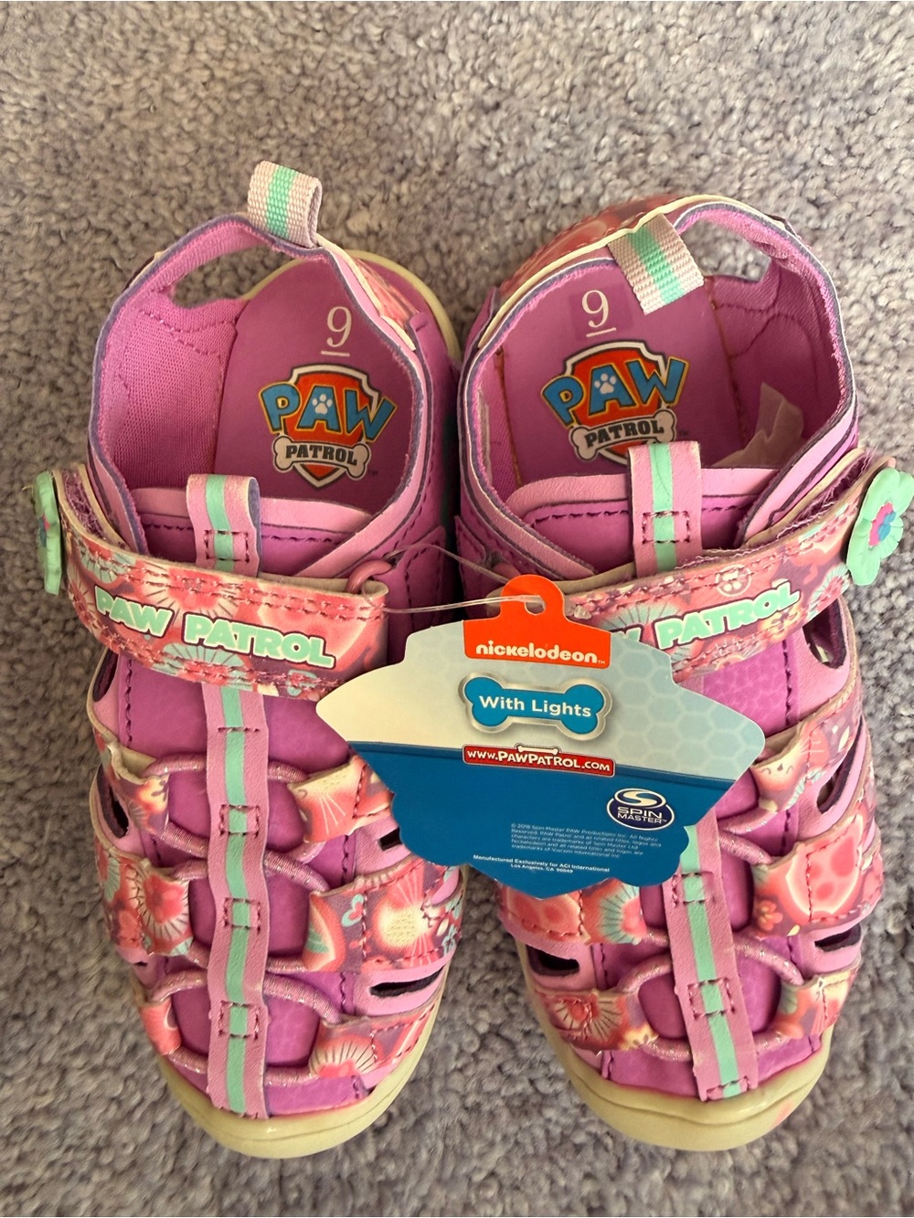 Paw Patrol Pink & Mint Girls' Light-Up Sandals